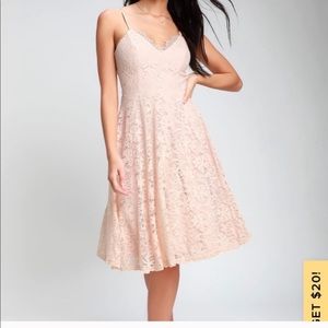 Blush Lace Dress lulus